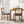 Rattan Dining Chair Set of 2 with Rubber Wood Frame and Linen Fabric Padded Seat-Walnut