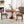 Rattan Dining Chair Set of 2 with Rubber Wood Frame and Linen Fabric Padded Seat-Walnut