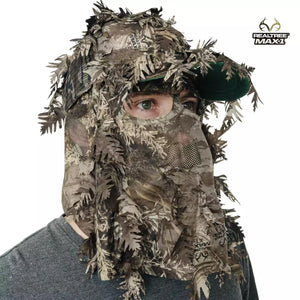 3D Leafy Camo Face Mask Ball Cap in Mossy Oak and Realtree (Adj, OSFM)