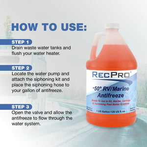 RecPro Ready to Use RV Antifreeze, -50 Degree Fahrenheit Protection, 1 Gallon - TRAPSKI