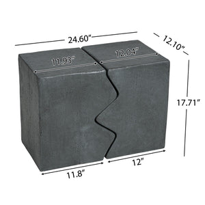 Rectangular Outdoor Indoor Accent Side Table Set of 2 with MGO Durability – Dark Gray or Light Brown