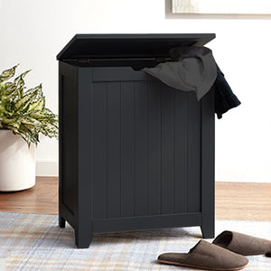 Redmon Country Wainscot Style Clothes Hamper, Laundry Basket with Lid, Black