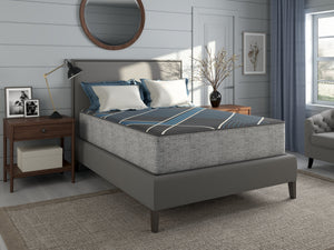 Plush Gel Memory Foam Twin Mattress with Smooth Top - Grey & Blue