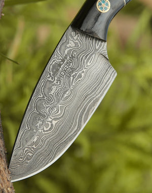 Rift Damascus Skinning Knife with Exotic Rosewood & Resin Handle