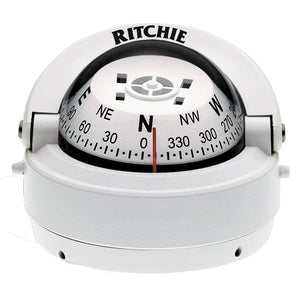 Ritchie S-53W Explorer Compass - Surface Mount - White - TRAPSKI