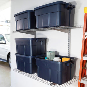 Rubbermaid Roughneck 14 Gallon Storage Box Tote, Dark Indigo Metallic (6 Pack) - TRAPSKI