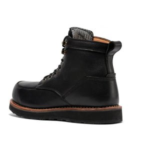 ROCKROOSTER Edgewood Men's 6 Inch Black Steel Toe Wedge Work Boots SAP610BK