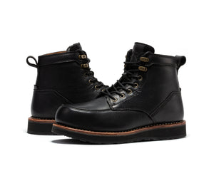 ROCKROOSTER Edgewood Men's 6 Inch Black Steel Toe Wedge Work Boots SAP610BK