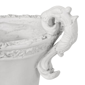 Roman Style MGO Garden Urn Planter with Drainage Hole – Antique White