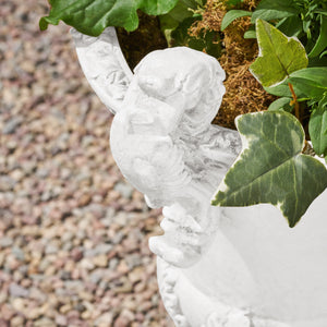 Roman Style MGO Garden Urn Planter with Drainage Hole – Antique White