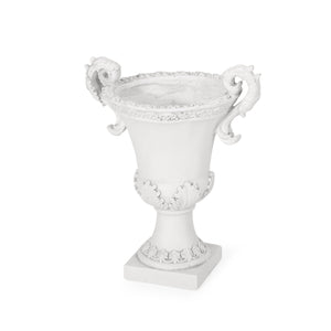 Roman Style MGO Garden Urn Planter with Drainage Hole – Antique White