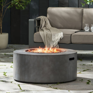 Round Iron Fire Pit with 40,000 BTU Heat Output - Gray or Dark Gray