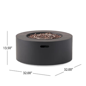 Round Iron Fire Pit with 40,000 BTU Heat Output - Gray or Dark Gray