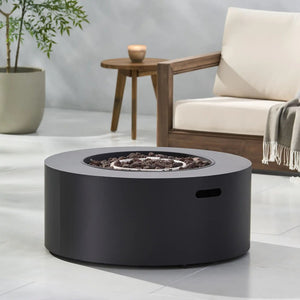 Round Iron Fire Pit with 40,000 BTU Heat Output - Gray or Dark Gray