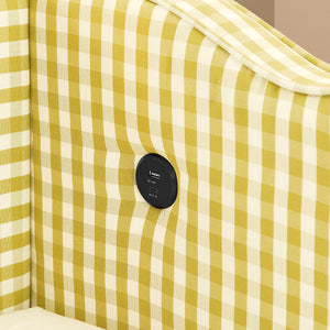 Cozy Gingham Twin Daybed with Trundle and USB Port - Linen