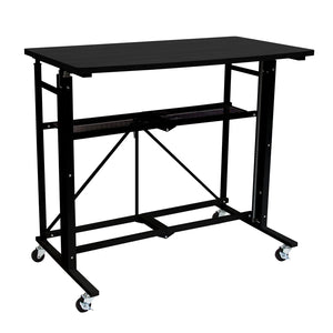 Origami Up Down Adjustable Sitting Standing Workstation Desk w/ Wheels, Black - TRAPSKI