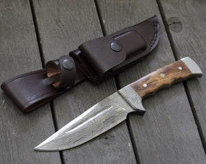 Rune Camping Knife with Exotic Leopard Wood Handle