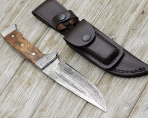 Rune Camping Knife with Exotic Leopard Wood Handle