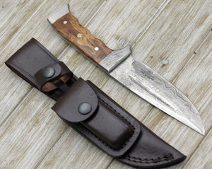 Rune Camping Knife with Exotic Leopard Wood Handle