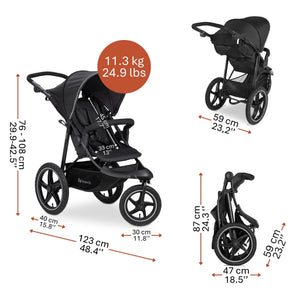 hauck 3-Wheel All Terrain Stroller with Raincover - From Birth up to 48.5lbs