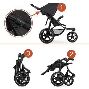 hauck 3-Wheel All Terrain Stroller with Raincover - From Birth up to 48.5lbs