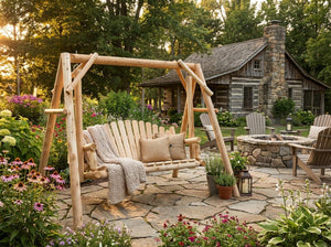 Rustic Log Swing Set