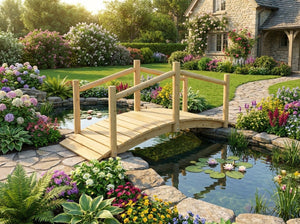 Rustic Wooden Garden Bridge