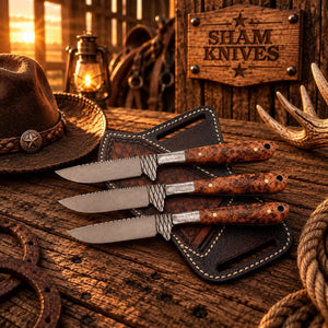 The Rustler Trio Farrier Rasp Steel Skinning Knife Set – Resin Handles
