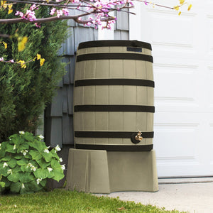 Good Ideas Rain Wizard 50 Gallon Plastic Rain Barrel Water Collector, Khaki - TRAPSKI