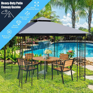 10 x 10 Feet L-Shaped Patio Canopy Gazebo Outdoor 2-Tier Steel Tent