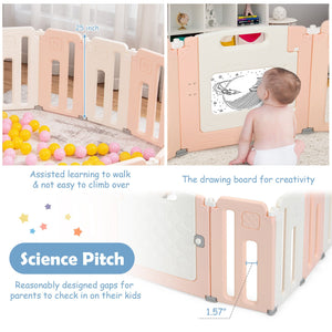 16 Panels Baby Safety Playpen with Drawing Board