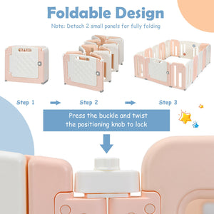16 Panels Baby Safety Playpen with Drawing Board