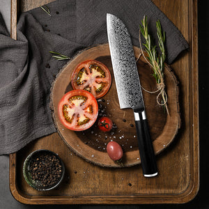 Noir Knife Set 7 Piece VG10 Stainless Damascus Steel with Black G10 Handle