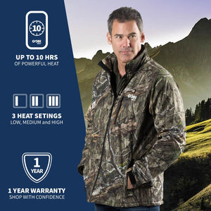 Sahara Heated Hunting Jacket - Mossy Oak Camo - TRAPSKI