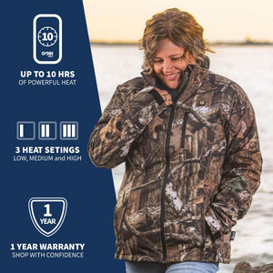 Sahara Women's Heated Hunting Jacket - Mossy Oak Camo - TRAPSKI