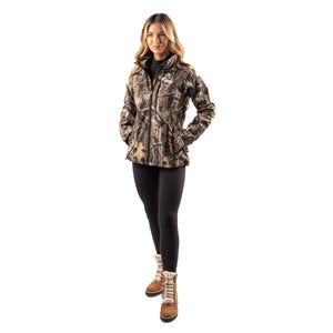 Sahara Women's Heated Hunting Jacket - Mossy Oak Camo - TRAPSKI