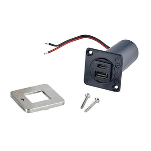 Scanstrut TILE USB-A/USB-C Interior Charging Socket - 12/24V - Stainless Steel Bezel - TRAPSKI