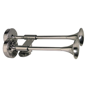 Schmitt Marine Deluxe All-Stainless Shorty Dual Trumpet Horn - 12V - TRAPSKI