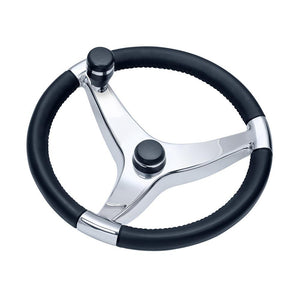 Schmitt Marine Evo Pro 316 Cast Stainless Steel Steering Wheel w/Control Knob - 15.5" Diameter - TRAPSKI