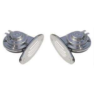 Schmitt Marine Mini Stainless Steel Dual Drop-In Horn w/Stainless Steel Grills High Low Pitch - TRAPSKI
