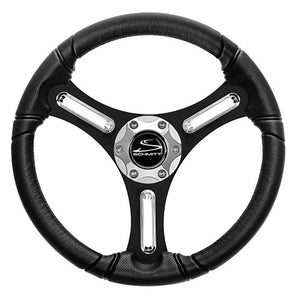 Schmitt Marine Torcello 14" Wheel - 03 Series - Polyurethane Wheel w/Chrome Spoke Inserts Cap - Black Brushed Spokes - 3/4" - Retail Packaging - TRAPSKI