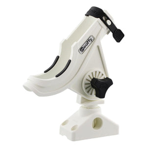Scotty 280 Bait Caster/Spinning Rod Holder w/241 Deck/Side Mount - White - TRAPSKI