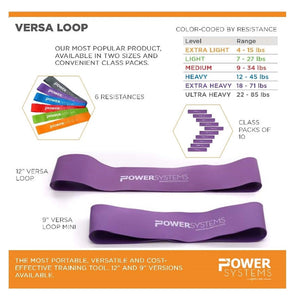 Power Systems 12 Inch Versa Loops Heavy Resistance Bands, Light Blue (10 Pack)