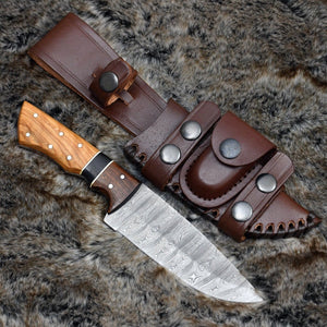 Sculptor Camp Knife with Exotic Olive Wood Handle