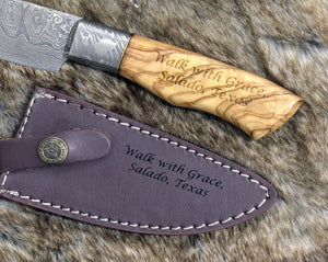 Sculptor Camp Knife with Exotic Olive Wood Handle