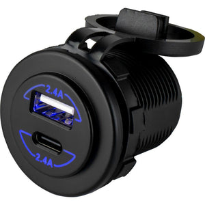 Sea-Dog Round Dual USB USB-C Power Socket - TRAPSKI