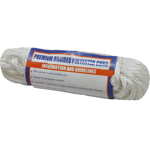 Sea-Dog Solid Braid Polyester Cord Hank - 5/32" x 50 - White - TRAPSKI