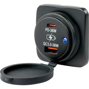 Sea-Dog USB A / USB C Square Surface Mount Power Socket - TRAPSKI