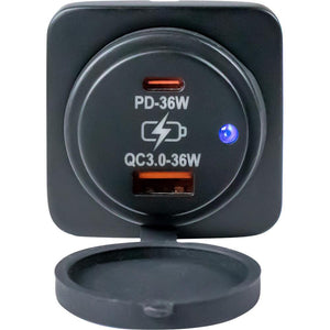 Sea-Dog USB A / USB C Square Surface Mount Power Socket - TRAPSKI