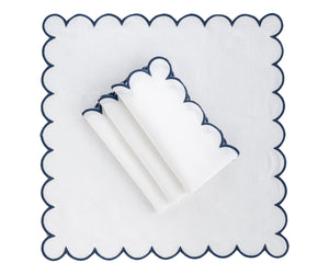 Navy Scalloped Edge Napkins - LongWave